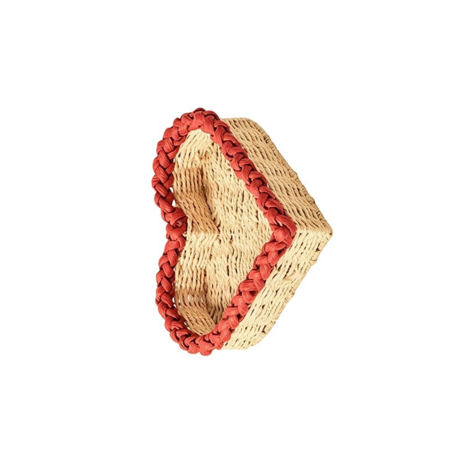 Handcrafted Paper Cord Heart Shaped Organiser Storage Basket for Trinket Keys and Household Essential Tender Heart Basket