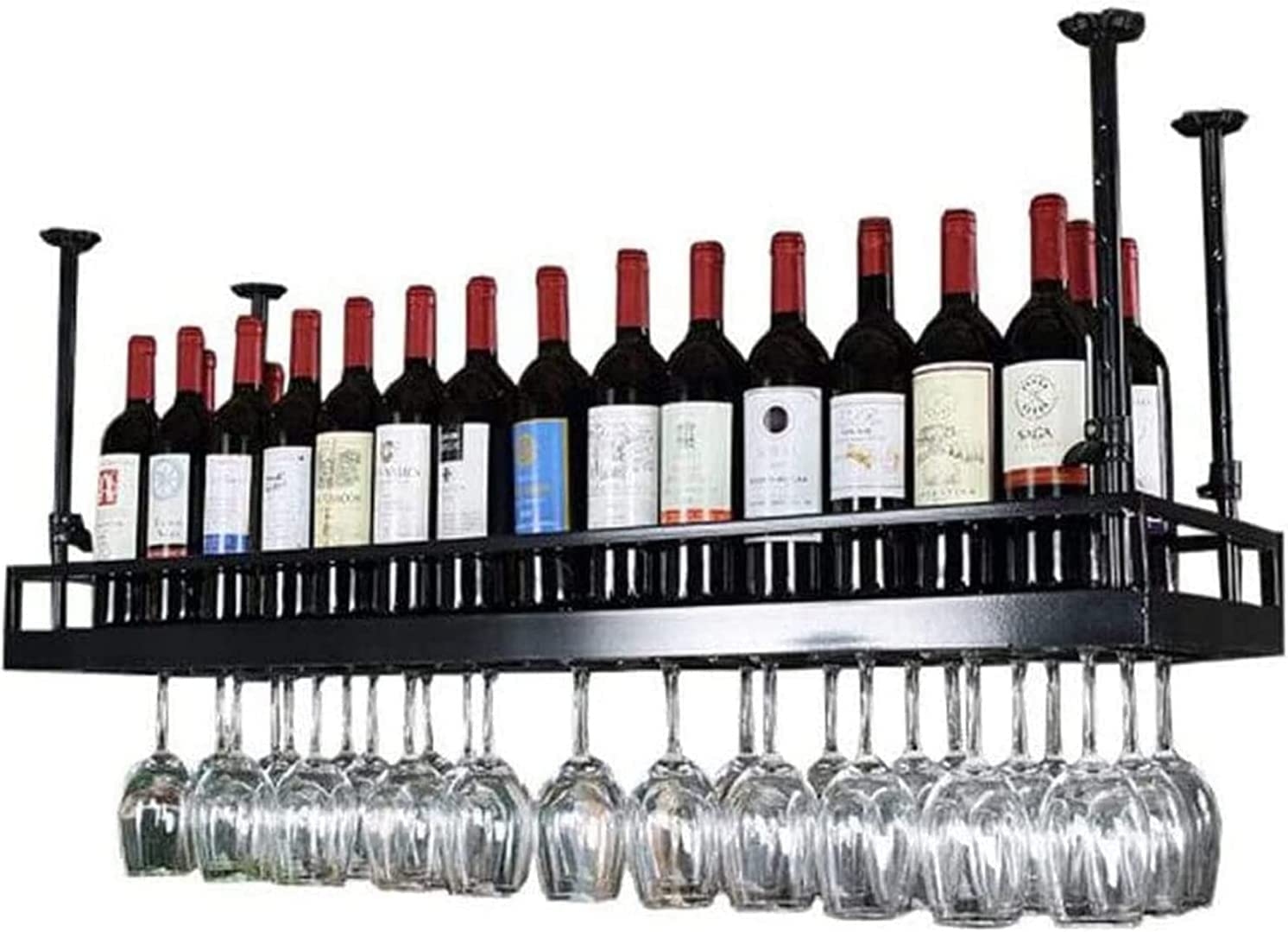 Présentoir à vin de bar et restaurant au plafond, l'esprit bistrot chic à la maison