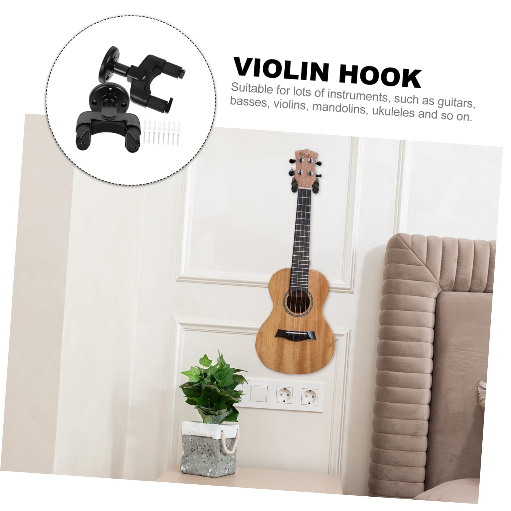 FAVOMOTO Multi-use Ukulele Hangers Violin Wall Mount Guitar Rack Bracket Easy Installation Save Space for Instruments