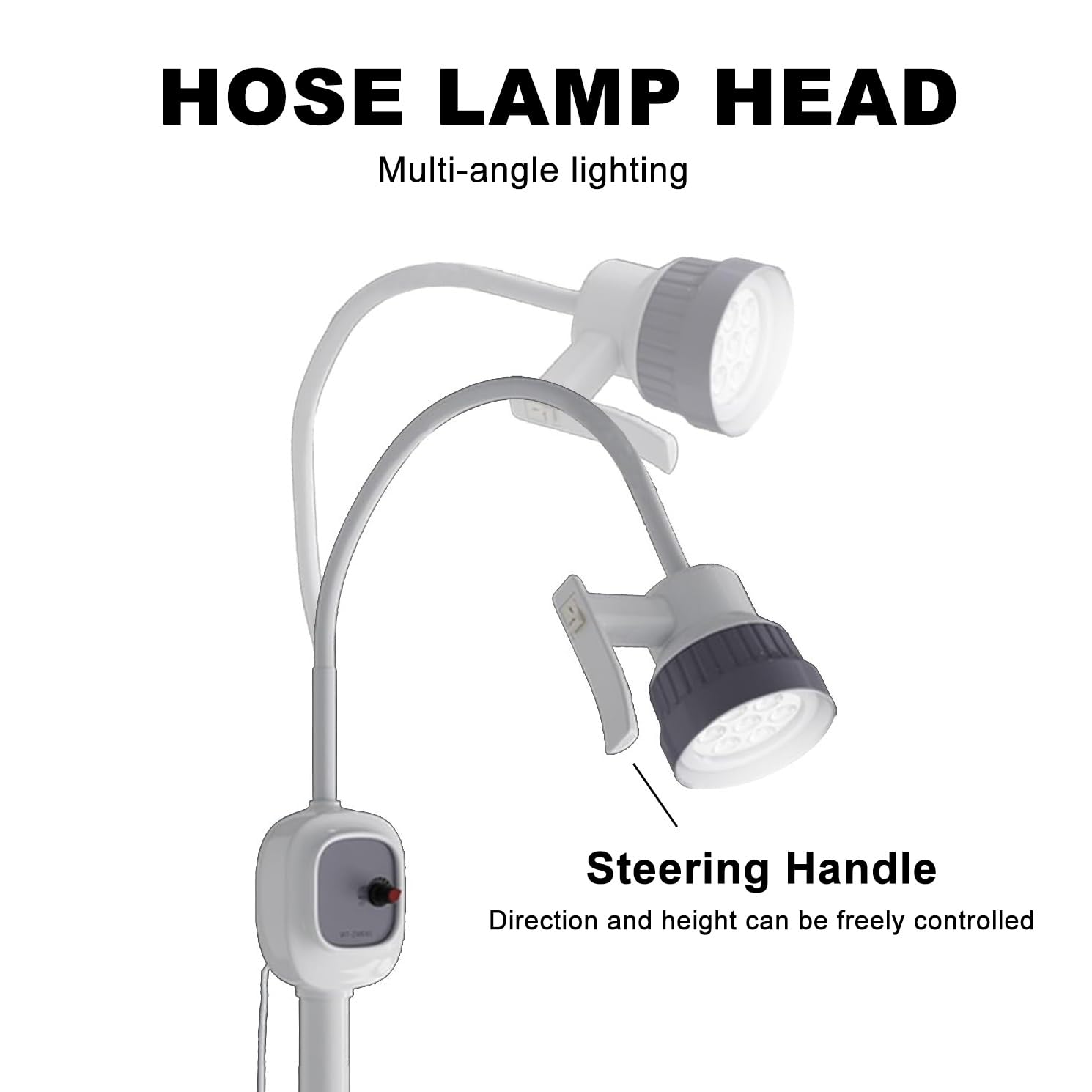 Lámpara de Examen Led Regulable Móvil de 12 W, Lámpara Cirugía Menor de Pie de 170 cm, Lámpara de Examen Ginecológico para Cirugía de Otorrinolaringología, Lámpara de Cuello de Cisne Flexible