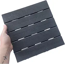 Deck Modular Plástico, Textura Madeira, 30x30cm, Kit 5 Unidades, 1,5cm de Altura (Preto)