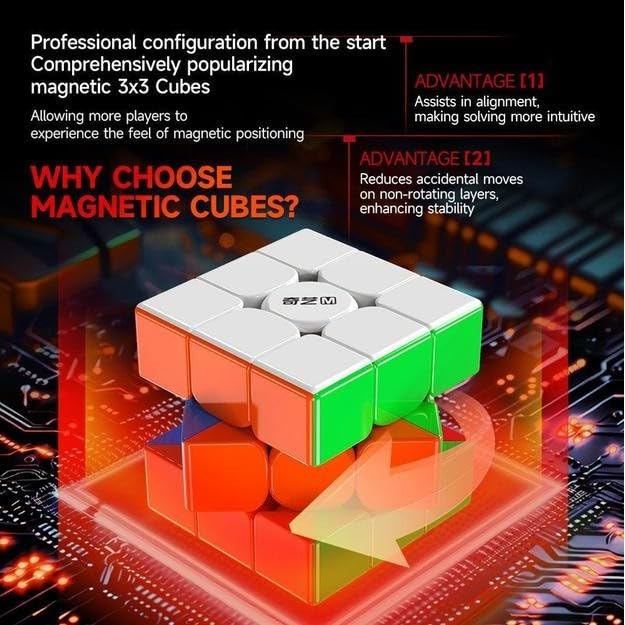 Image of QiYi Warrior M 3x3 Magnetic Stickerless Speed Cube - Smooth Turning Puzzle with Factory Magnets, Anti-Stick Design & Durable Frosted Surface - 56mm Lightweight 3x3x3 for Beginners & Practice