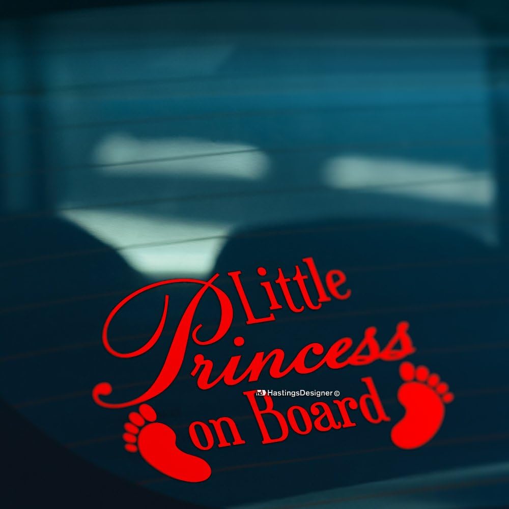 BABY FEET LITTLE PRINCESS ON BOARD Funny Car,Bumper,Window Vinyl Decal Sticker (Red)