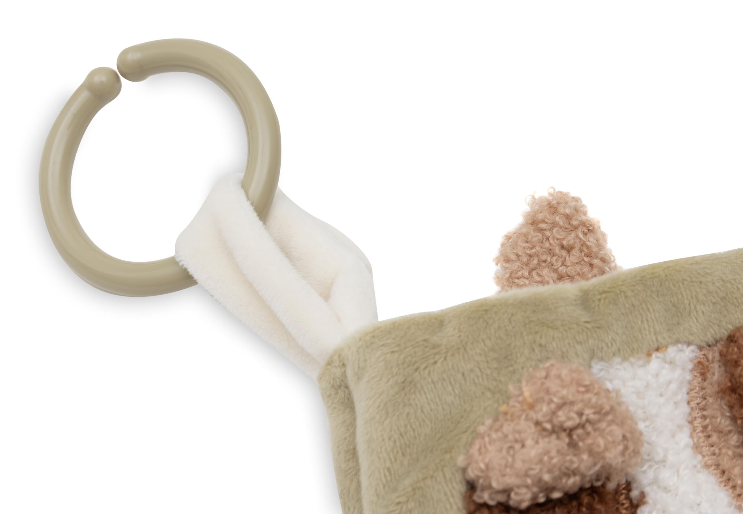 Jollein Livre Tissu Bébé - Tiny Park - Livre d’Éveil avec Pages Bruissantes, Rubans et Miroir - Stimule Les Sens et la Motricité - pour Parc et Sorties - Dès la Naissance