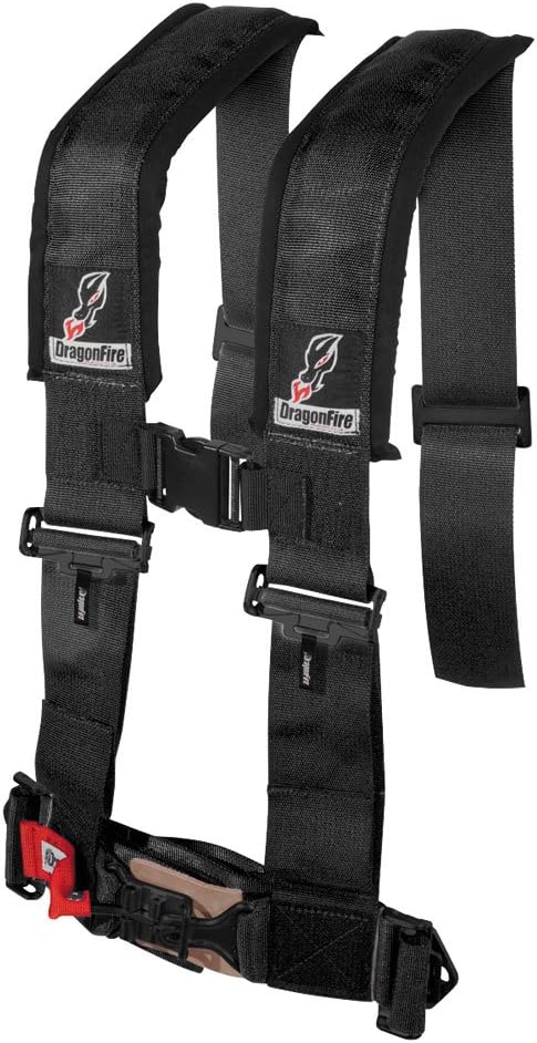 Dragonfire Racing 4-Point H-Style Safety Harness w/Adjustable Sternum Clip 3" Black for Arctic Cat WILDCAT X 1000 2013-2017