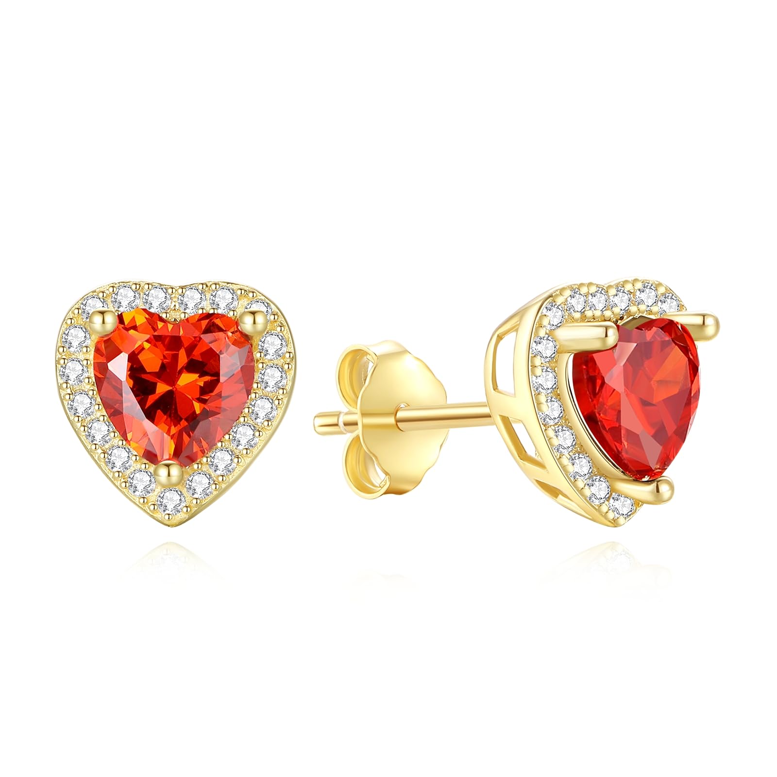 GAVU Pendientes Oro Mujer Pequeños Pendientes Corazón Circonia Cúbica Brillantes Cristales