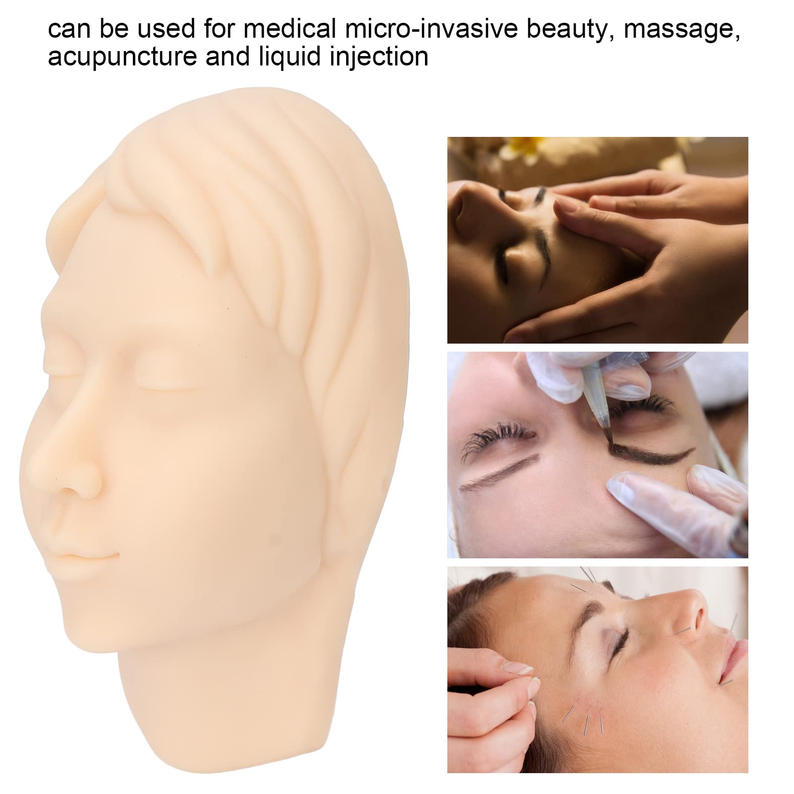 Cabeza De Maniquí,Modelo De Cabeza De Silicona,Maniquí De Silicona Con Bolígrafo De Regla,Simulación Suave Reutilizable Para Práctica De Peluquería De Tatuaje De Cejas