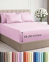 Vista 56 de Juego de sábanas de tamaño California king, transpirables, refrescantes, con esquinas extraprofundas de 18-24 pulgadas, de ajuste fácil