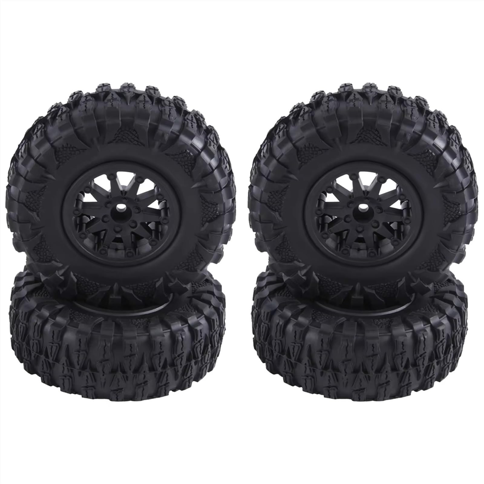 RC Buggy Gummi Reifen Für 1/10 RC Für Rock Crawler 4 Stück 2, Zoll Nylon-Kunststoff-Beadlock-Rad,72 Zoll/120 Mm Reifen Mit 12 Kombinator-Sechskant