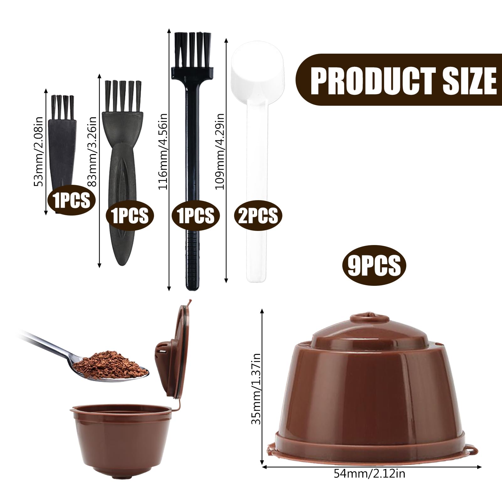 9 Capsule Caffè Riutilizzabili Per Dolce Gusto - Con Cucchiaio E Spazzole, Senza BPA - Foto 11