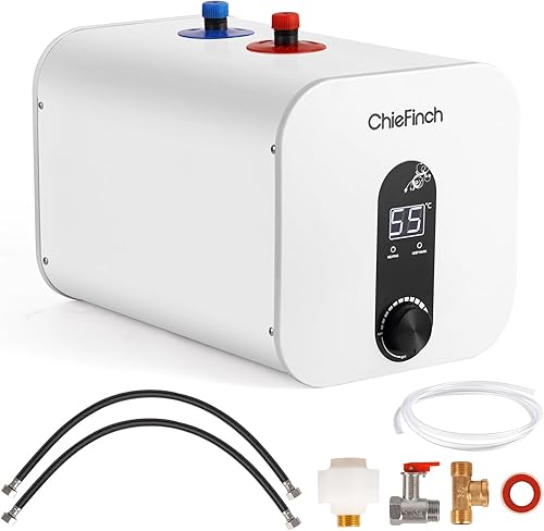 Miniatura 1 de ChieFinch Mini-Tank Calentador de agua eléctrico de 2.6 galones, 1500 W, punto de uso, calentador de agua caliente instantáneo para cocina, debajo