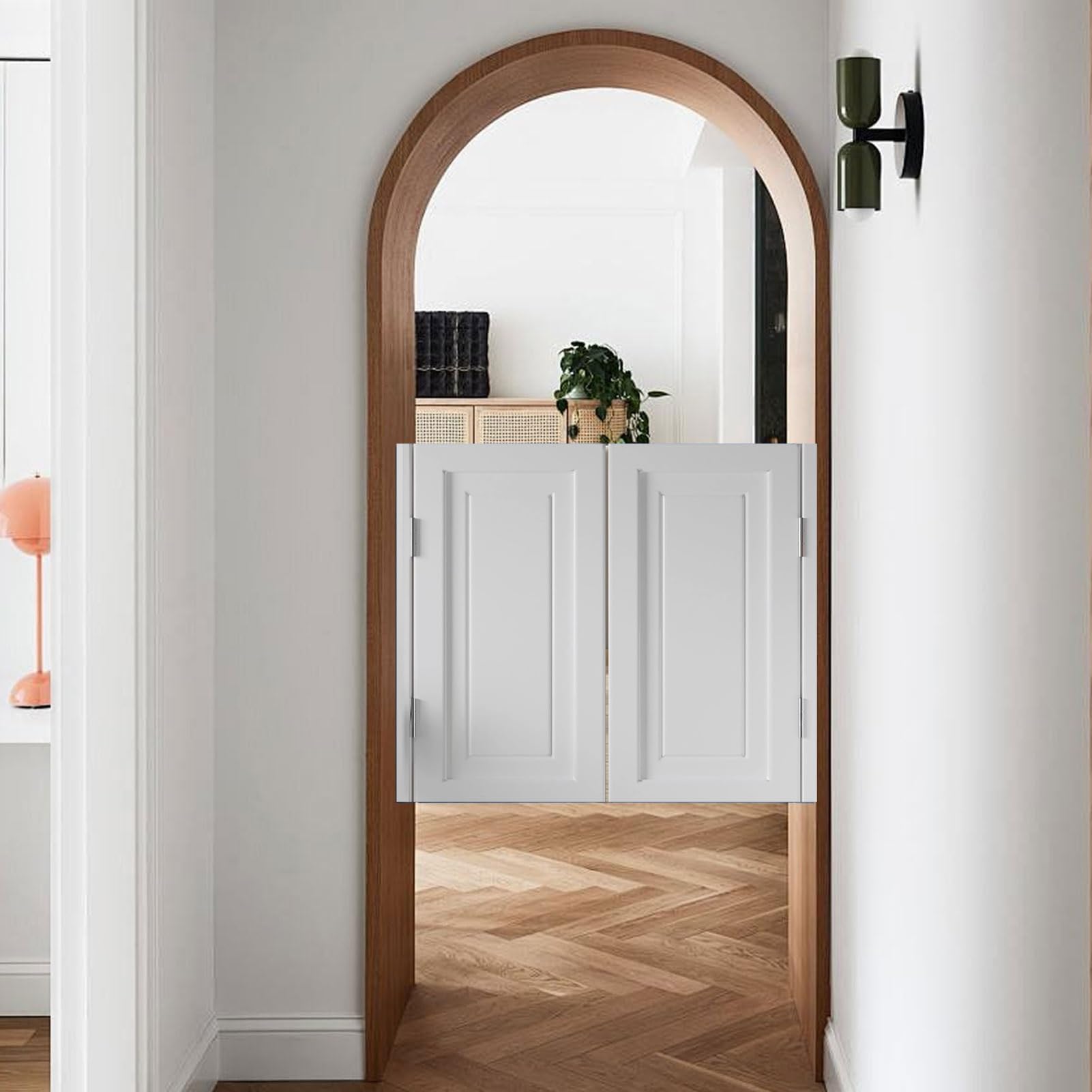 Porta A Mezza Vita caffè Bar Saloon Door con Cerniere Porta Saloon Legno Cucina Ristorante Partizione, per Cucina, Negozio, Divisorio D'ingresso, Pub,Bianca,90x90cm
