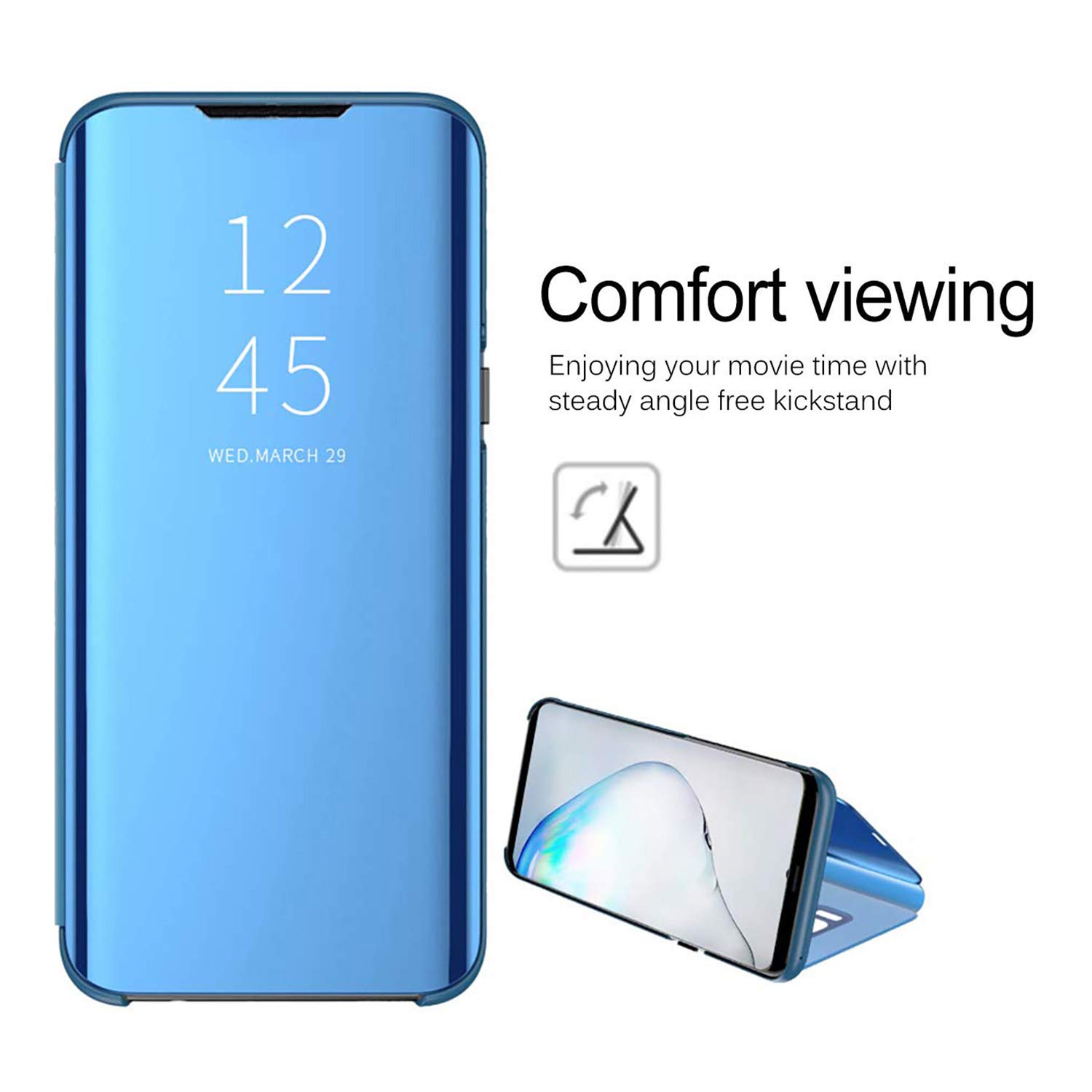 HAOYE Cover Con Specchio Per Xiaomi Redmi Note 12 (4G) – Custodia Flip Smart View Con Supporto, Oro - 3