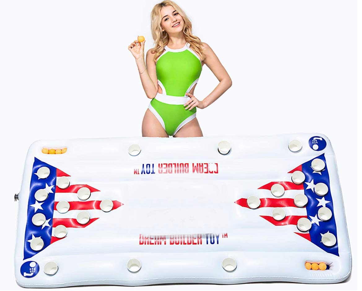 Inflatable Pool Party Barge Floating Water Pong Float