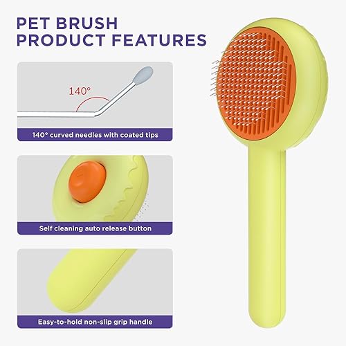 Miniatura 2 de HICC GROOM! Cepillo de aseo para mascotas para gatos y perros, cepillo de limpieza automática para eliminar alfombras, enredos y cabello suelto,