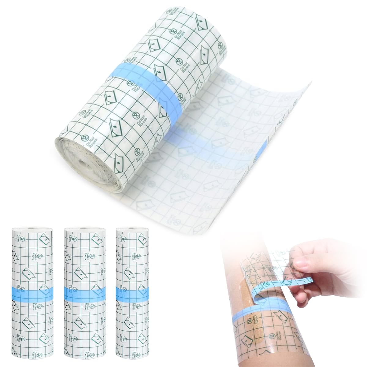 Lot de 3 Pansement Tatouage Waterproof, 15cm X 5m Bandage Transparent Imperméable, Bandage adhésif imperméable, Seconde Peau, pour Natation, Sport, Douches, Protéger Tatouage (2 x 2 m + 1 x 1 m)
