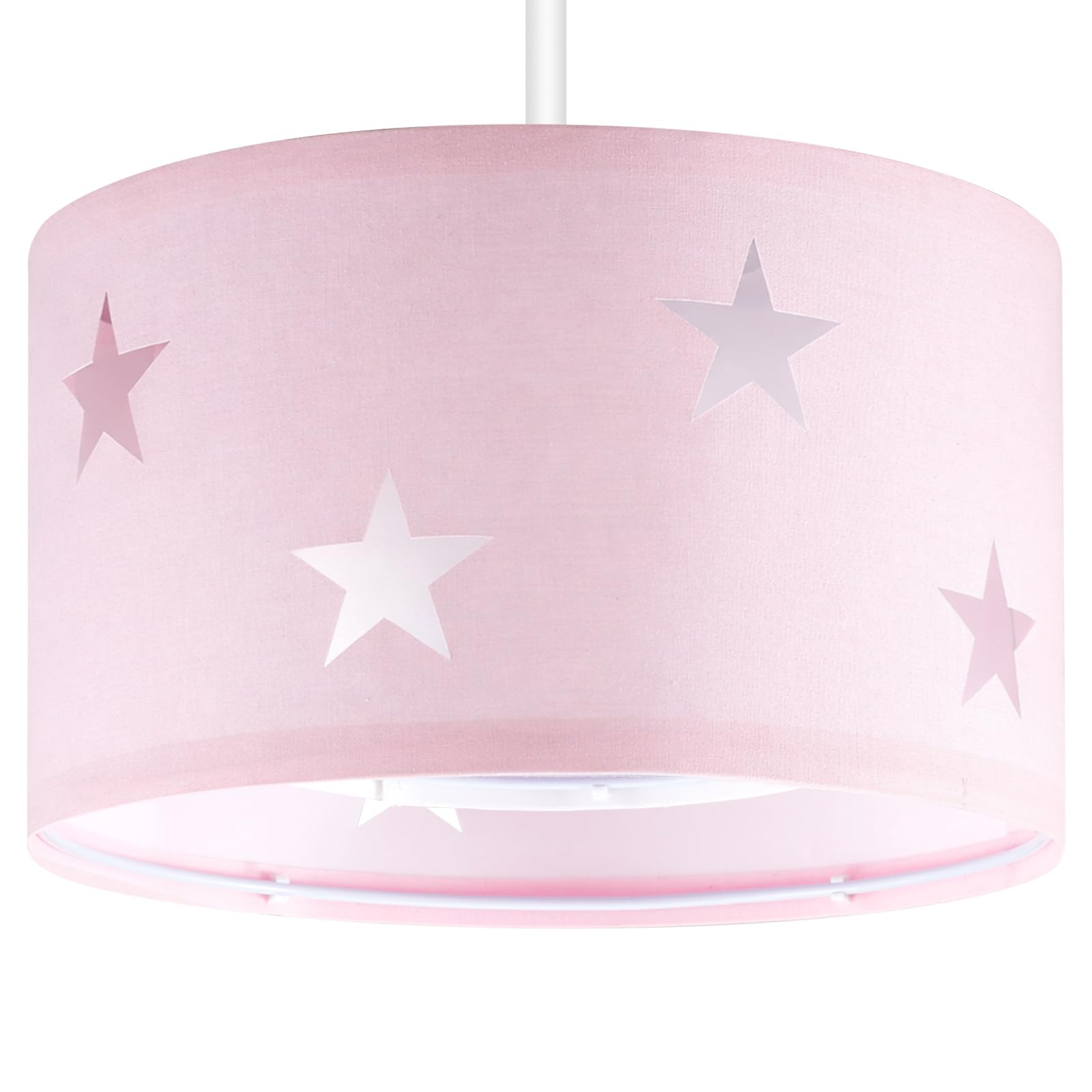 Weewooday 2 Tier Pink and White Lampshades Modern Cut Out Star Design Light Shade Ceiling for Table Pendant Lights, Bedroom Decor, Ceiling Lamp Shades for Living Rooms, Hallways, Diameter 25cm