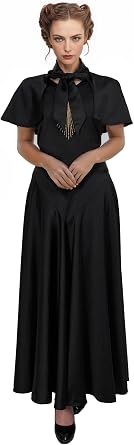 daizbella 1930s Cocktail Dress Vintage Womens Evening Dress Gown with a Cape