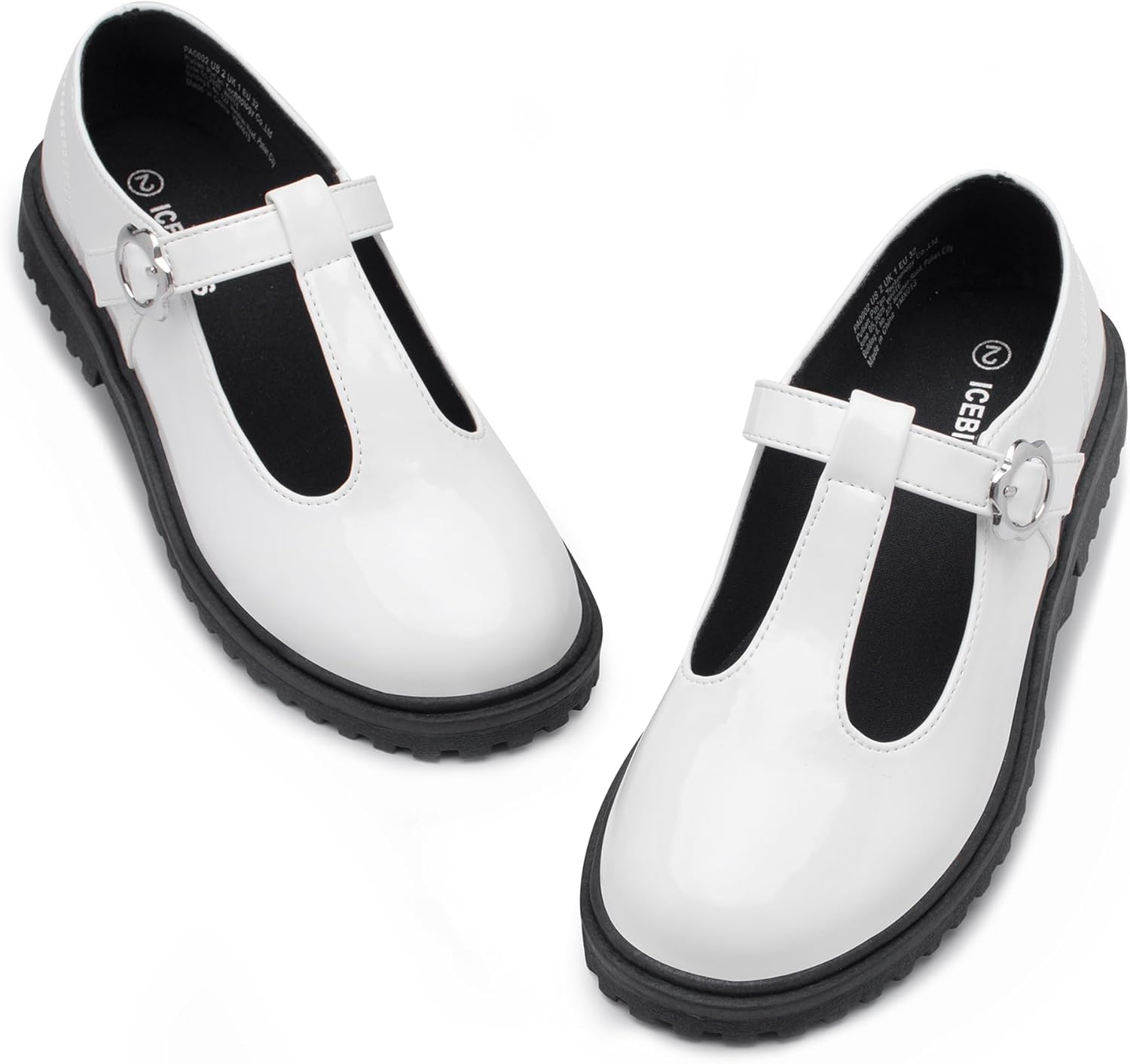 ICEBIRDS Girls School Uniform Shoes Mary Jane Flats,Low Heel Princess Hook and Loop Dress Shoes for School Party Wedding(Toddler/Little/Big Kid)