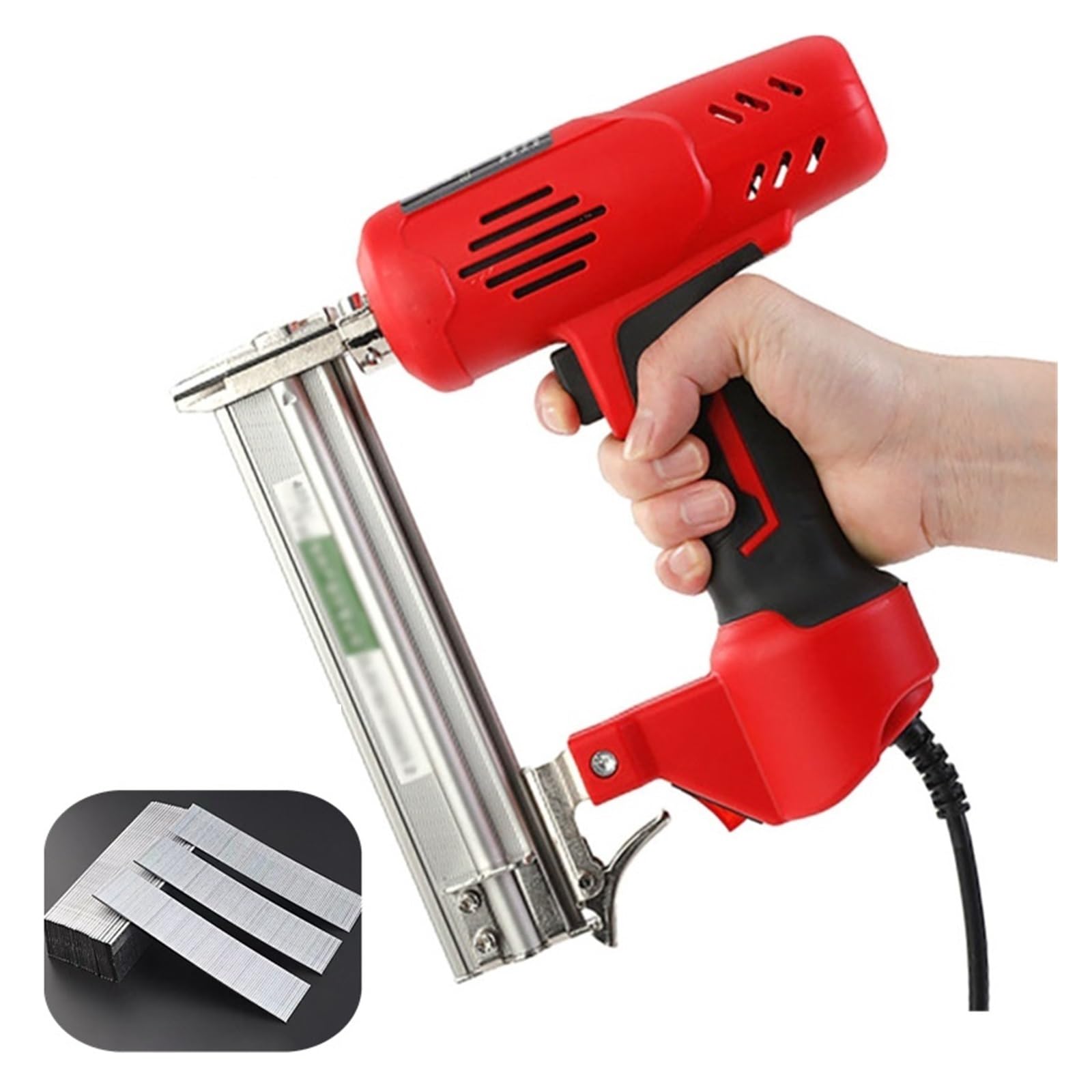 2600 W Elektrische Nagel Pistole Holz Rahmen Hefter DIY Möbel Bau Werkzeug Nägel Zimmerei Holzbearbeitung Werkzeuge Für präzises Fräsen(Machines and nails)