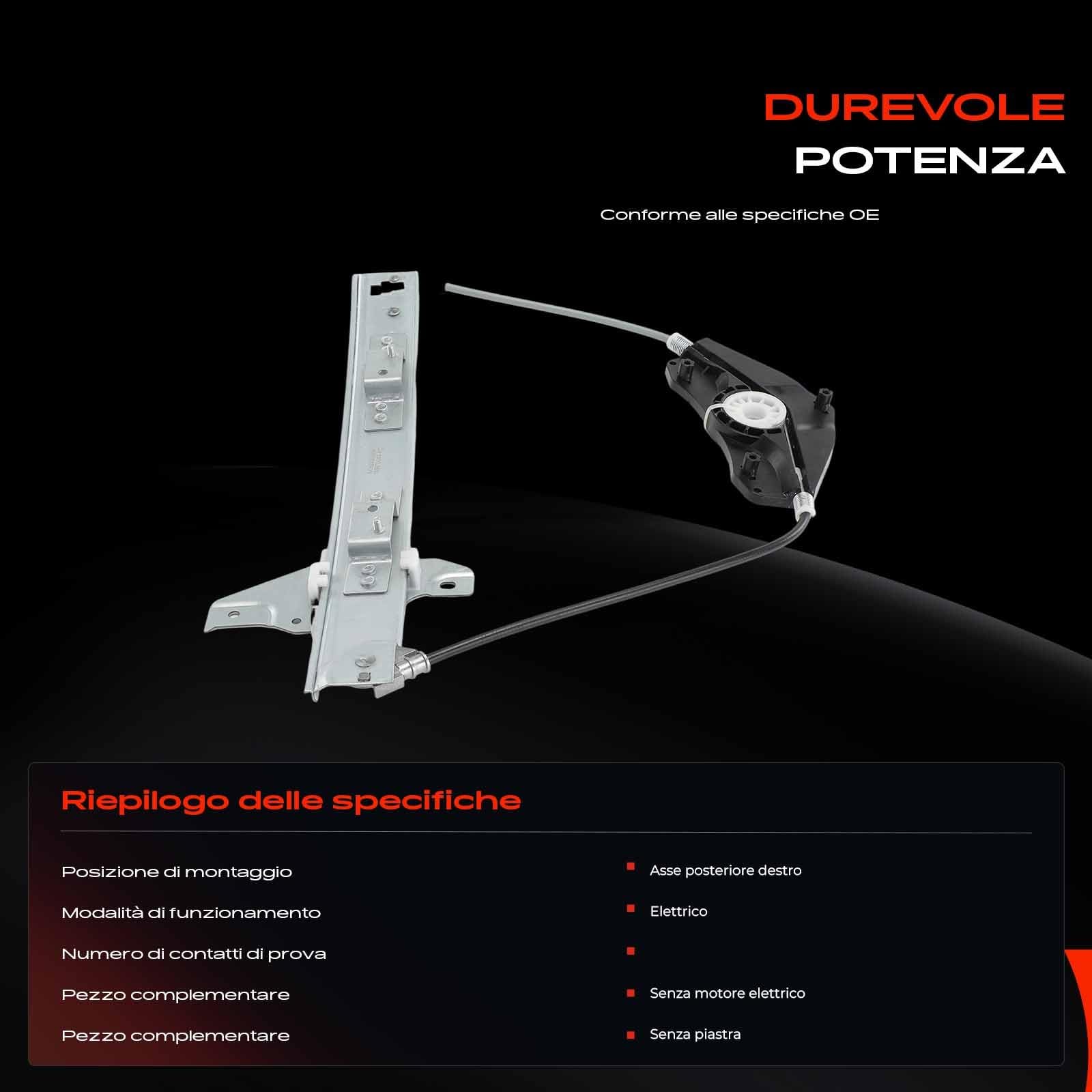 Frankberg Alzacristallo Meccanismo alzacristallo Elettrico senza Motore Posteriore destro senza piastra 4/5-Porte 2-Porte Compatibile con 407 SW 6D 6E 407 6D 407 Coupé 6C Replace# 922491
