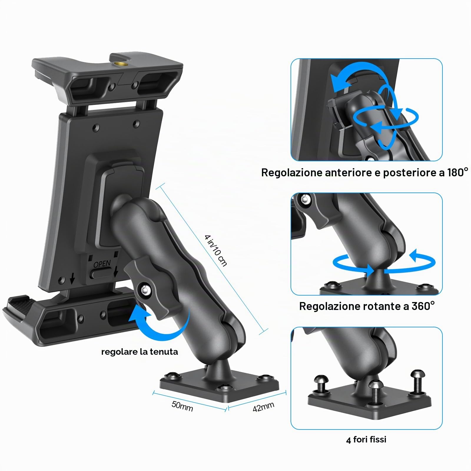 OHLPRO Supporto per Tablet da Auto Base per Trapano Resistente, Compatibile con iPad Samsung, Tablet e Telefono, Supporto per Tablet da Auto per Camion/Veicoli Commerciali/Desktop/Parete, ecc.