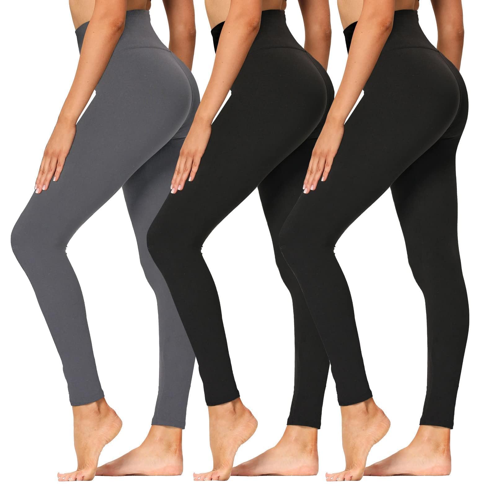 Syrinx 3-Pack High-Waisted Leggings with Pockets for Women, Tummy Control