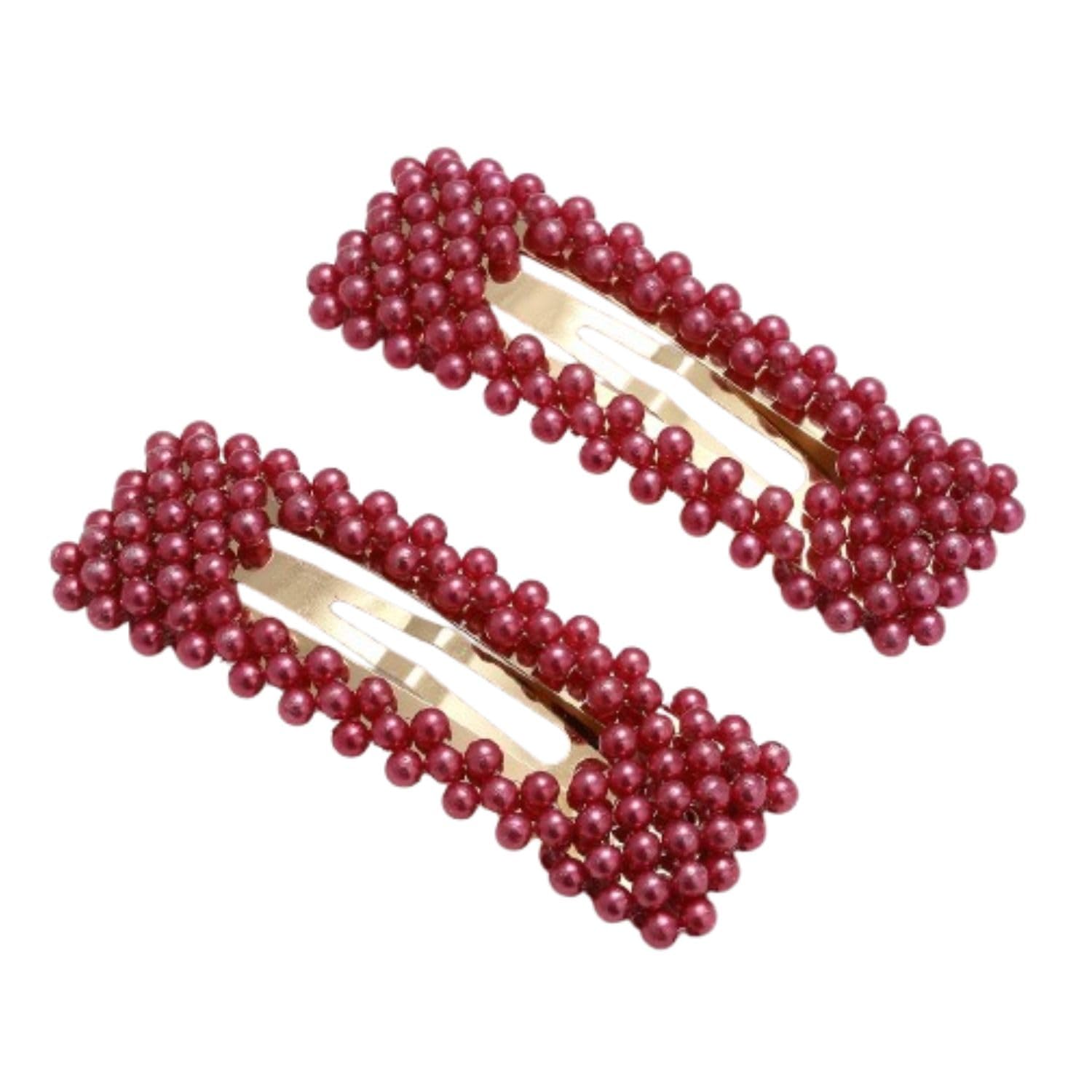 vogue panash Red Beaded Tic-Tac Hair Clips - Elegant Hair Accessories for Women, Ideal for Weddings, Parties, Office, and Everyday Wear-picture-12