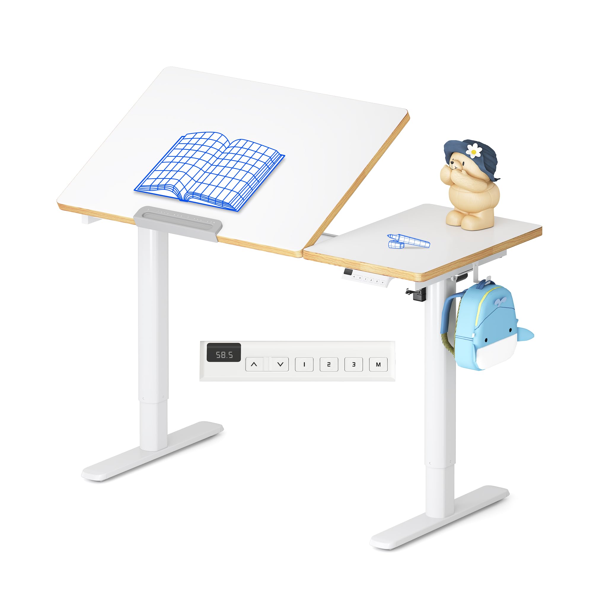 FLEXISPOT Kinderschreibtisch, Elektrischer Höhenverstellbarer Schreibtisch, für Kinder jeden Alters, Ergonomischer Tischplatte, 80 kg Belastbarkeit, einfache Montage