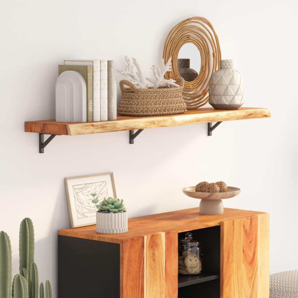 vidaXL Estante Pared Rectangular Madera Acacia Borde Vivo 120x30x2,5cm