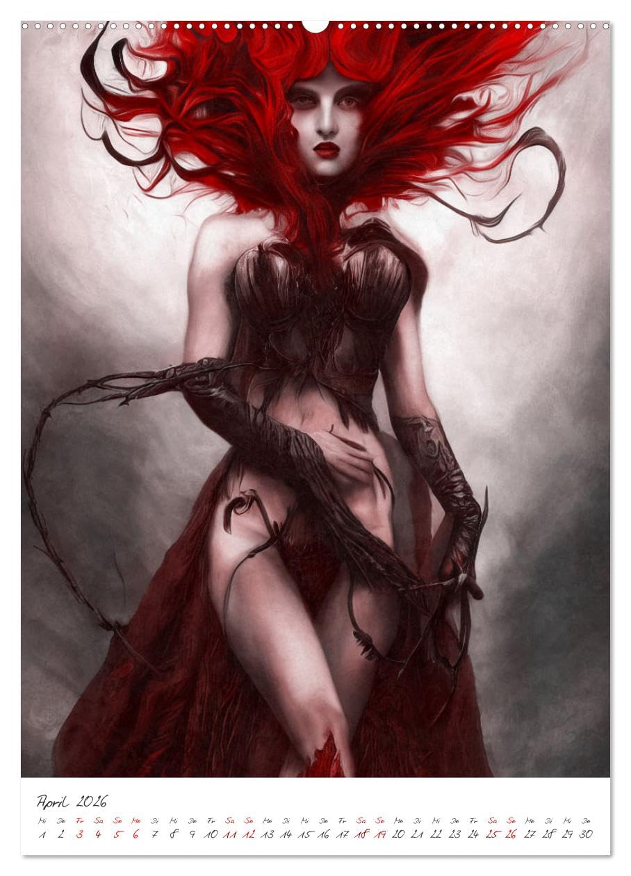 Dark Fantasy Art - Helden und Monster (Wandkalender 2026 DIN A2 hoch), CALVENDO Monatskalender: Monster und Helden portraitiert in zwölf Monaten (CALVENDO Kunst)