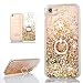 Produktbild Hancda Flüssig Handyhülle für iPhone 8 / iPhone 7, Schutzhülle Case Glitzer Flüssig Hülle Durchsichtig Transparent Hart Silikon Cover mit Ring Ständer Fingerhalterung für iPhone 8 / iPhone 7 - Gold