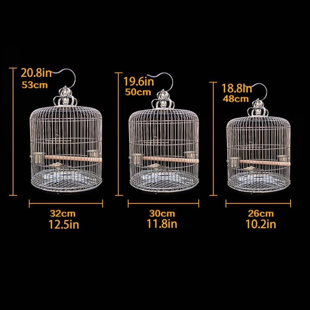 Jaula para pájaros, Jaula para pájaros, jaulas para pájaros Jaula para Mascotas Redonda de Acero Inoxidable para pájaros, transportín Colgante (30 cm/11,8 Pulgadas)