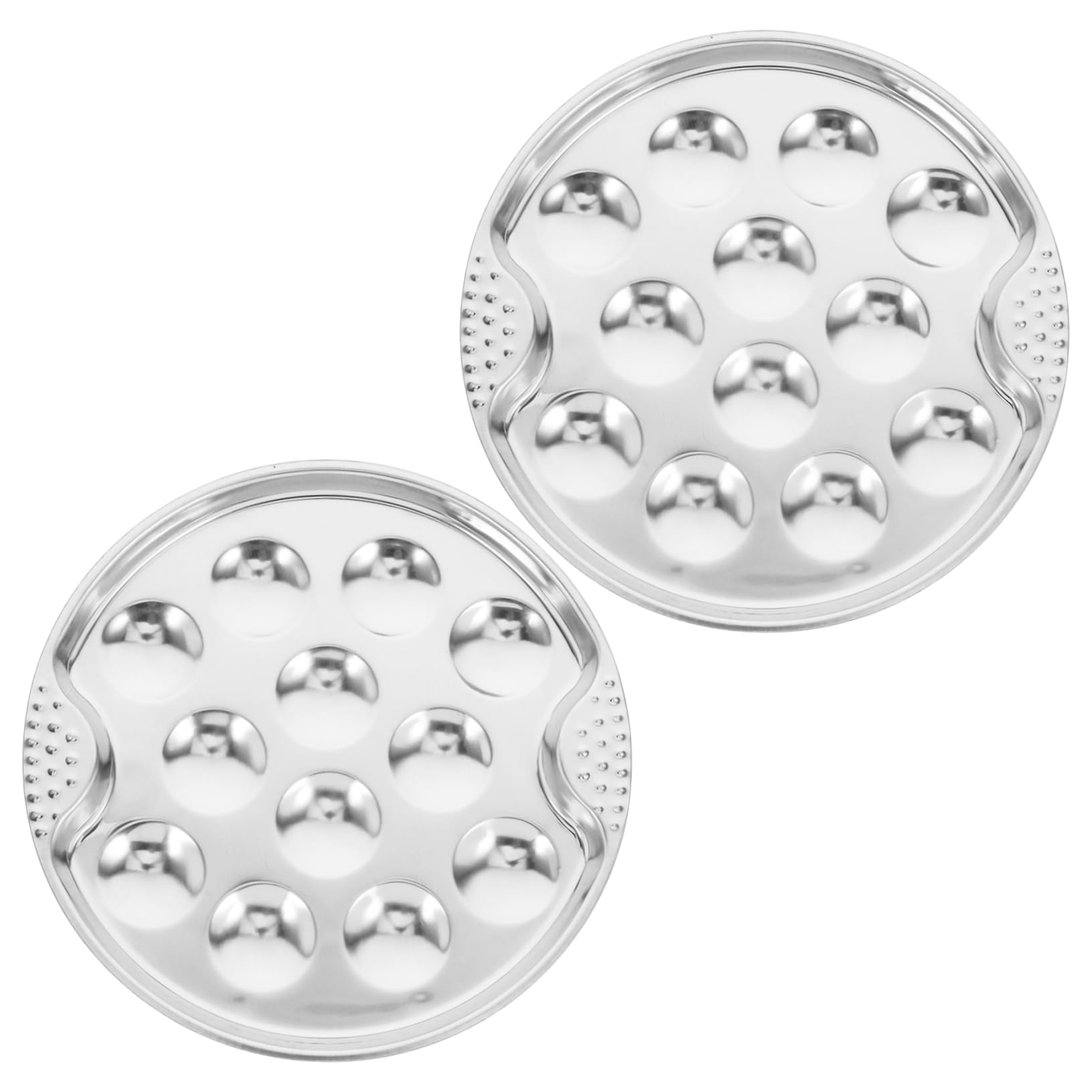 PHENOFICE 2pcs Stainless Steel Escargot Tray with Compartment Reusable Serving Plate for Seafood and Appetizers for Bbq and Outdoor Dining Even Heat Distribution Cooking Dish