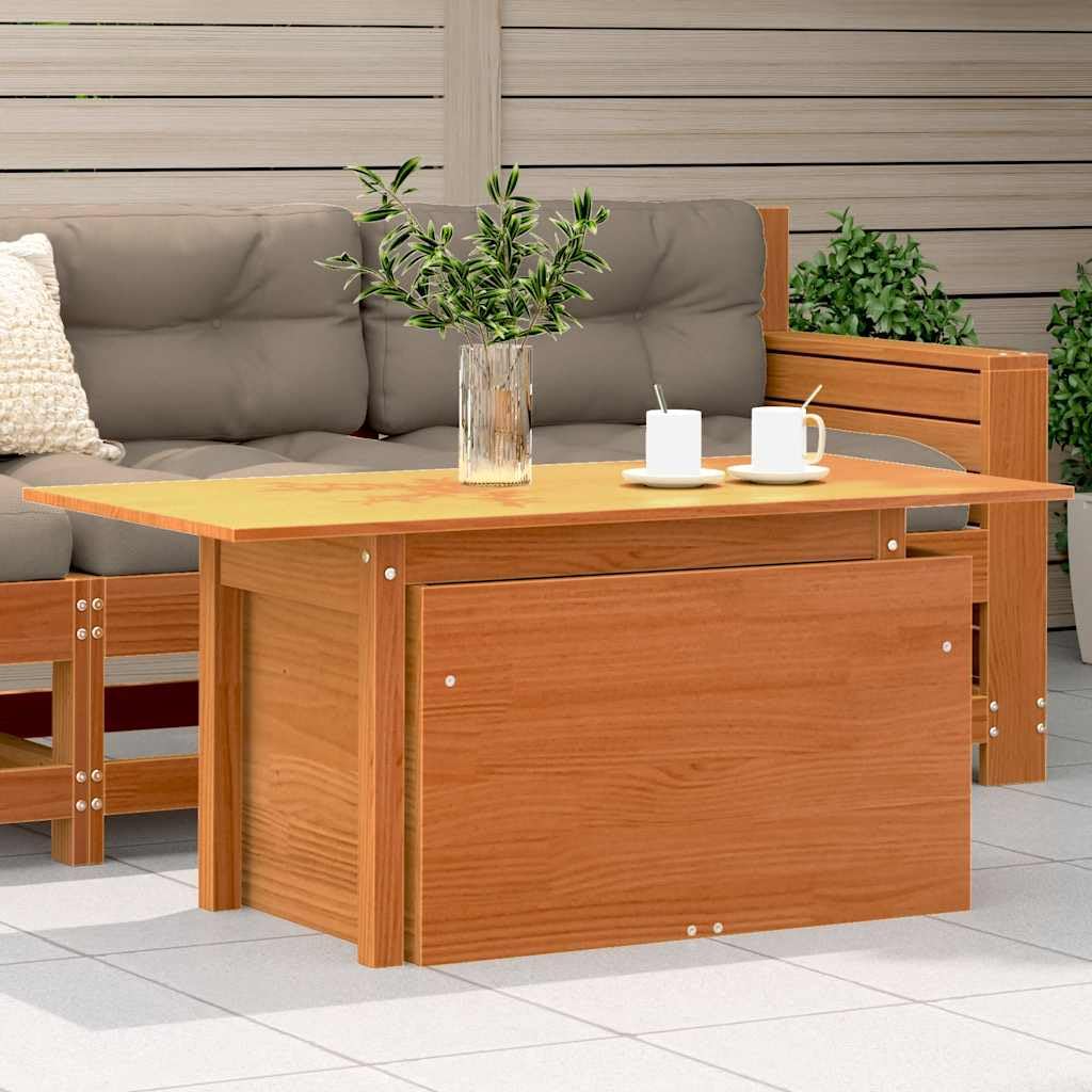 SXZenSpace Garden Table Wax Brown 100x50x75 cm Solid Pine Wood Adjustable Height Outdoor Patio Dining Coffee for Backyard