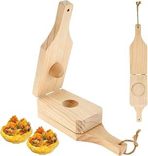 Wooden Tostones Plantain Press, 2-in-1 Smasher and Cup Maker,Banana Smasher Maker for Authentic Caribbean Tostones and Stuffed Plantains Portable Plantain Press with Handle(Large)