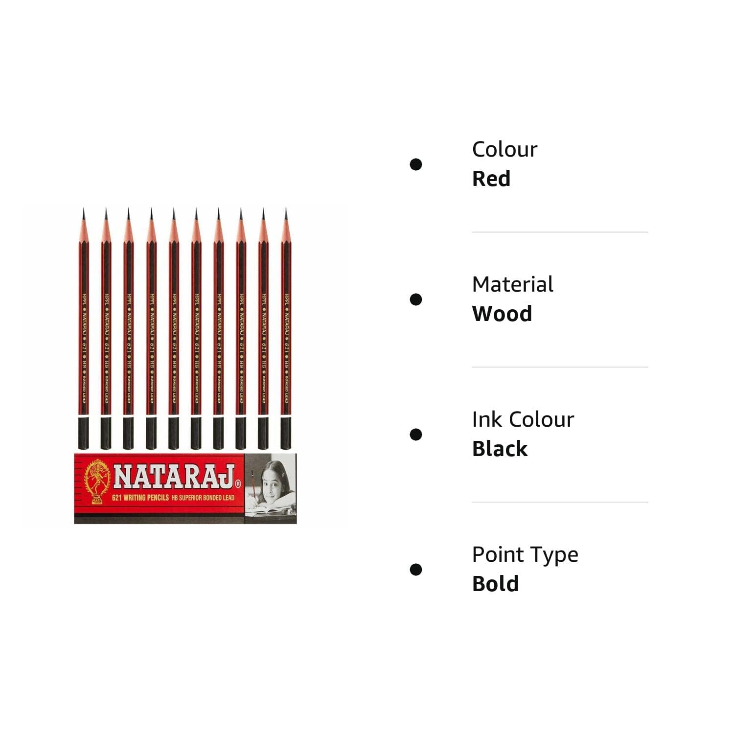 Natraj HB Pencil 621 (count of 10)(pack of 10), Grey product image 2