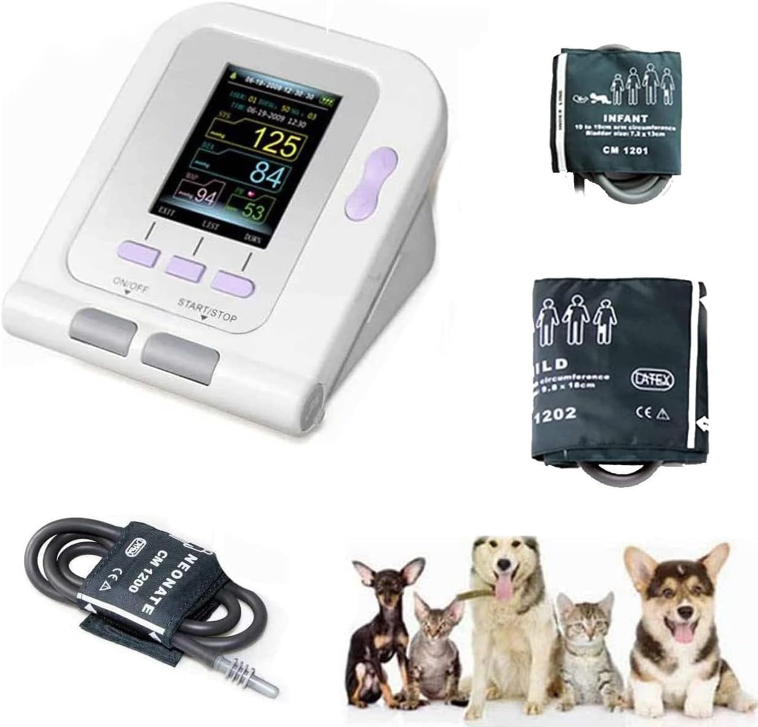 Digital Veterinario Medidor Tension Arterial, Monitor De Presión Arterial Veterinario Digital,Veterinario/Animal Gato/Perro Monitor Electrónico Automático De Presión Arterial