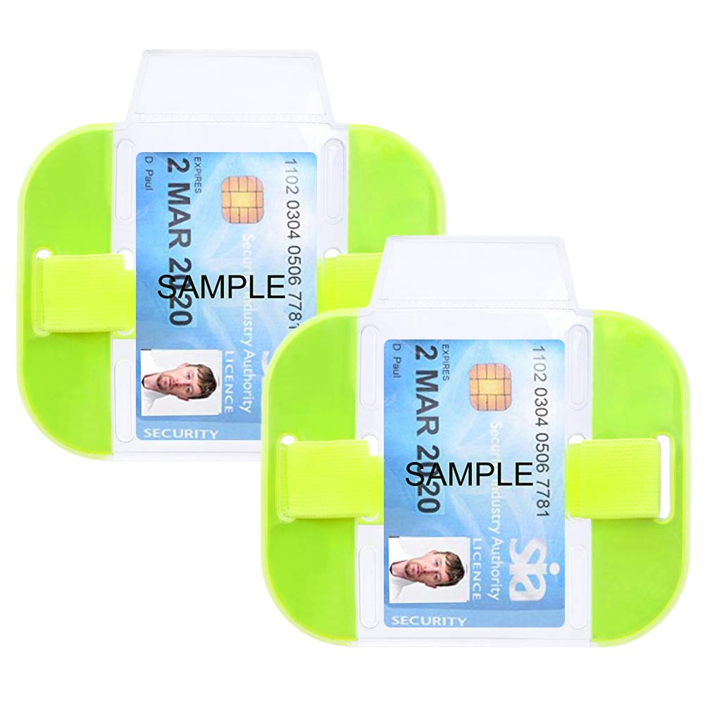 GOGO 2 Pack SIA Security ID Badge Holders High-Visibility Bright Armbands-Lime