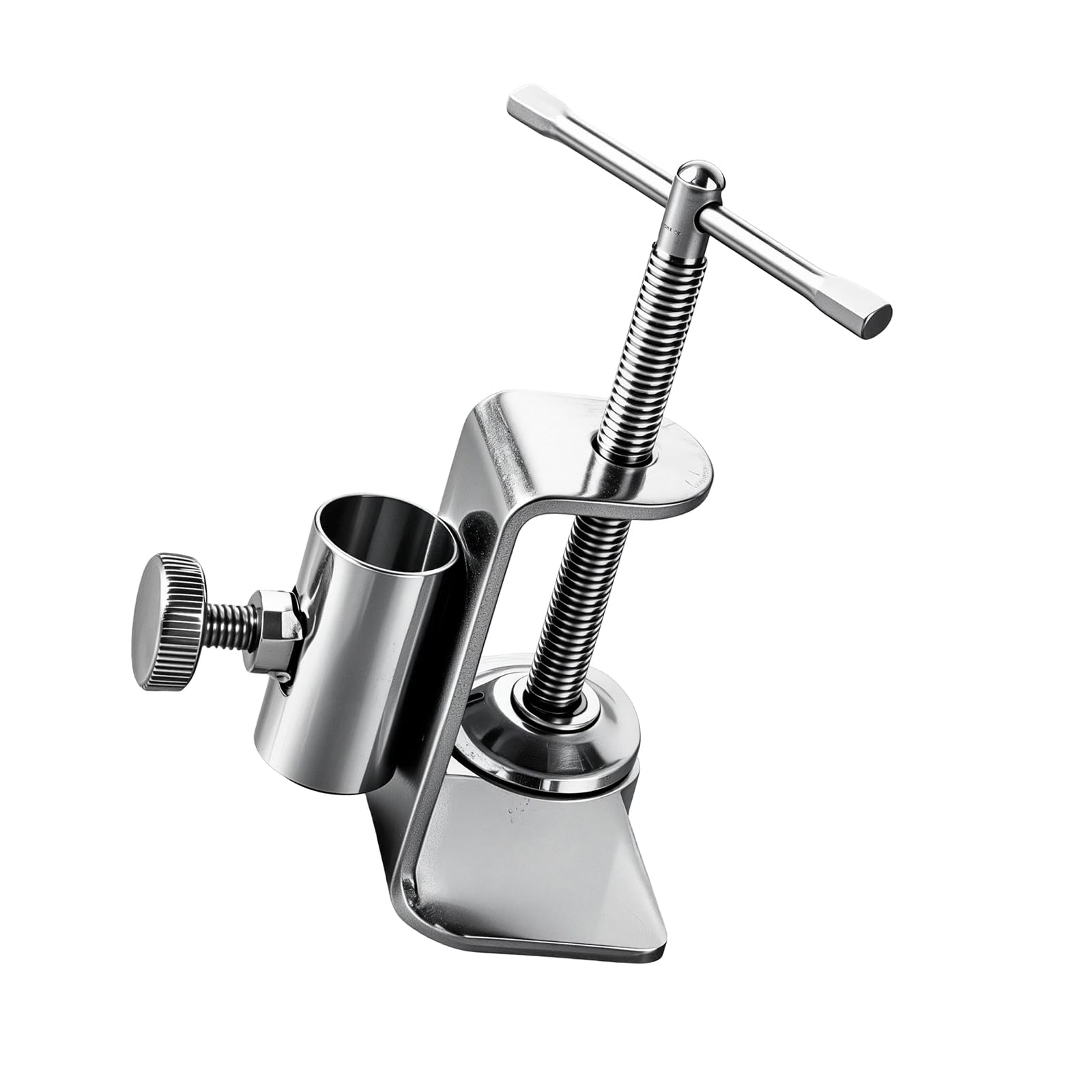 ljhnba Keep Net Clamp Bracket for Platform Fishing Setup, Metal Holder with Threaded Board Mount and Adjustable Side Tube for Raft Use Keep Net Clamp Bracket Fishing Board Mount Raft Platform Holder