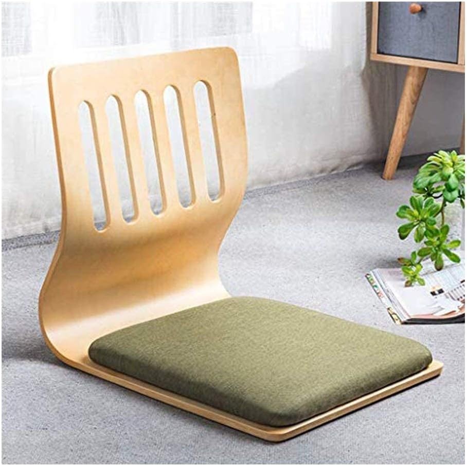 Tatami Bay Window Chair Curved Back Chair Bay Window Bed Lazy Chair Legless Chair Chair Platform and Room Chair Helps Prevent Back Pain (Size: 46 36 42cm Folding Chairs (Color : Green)