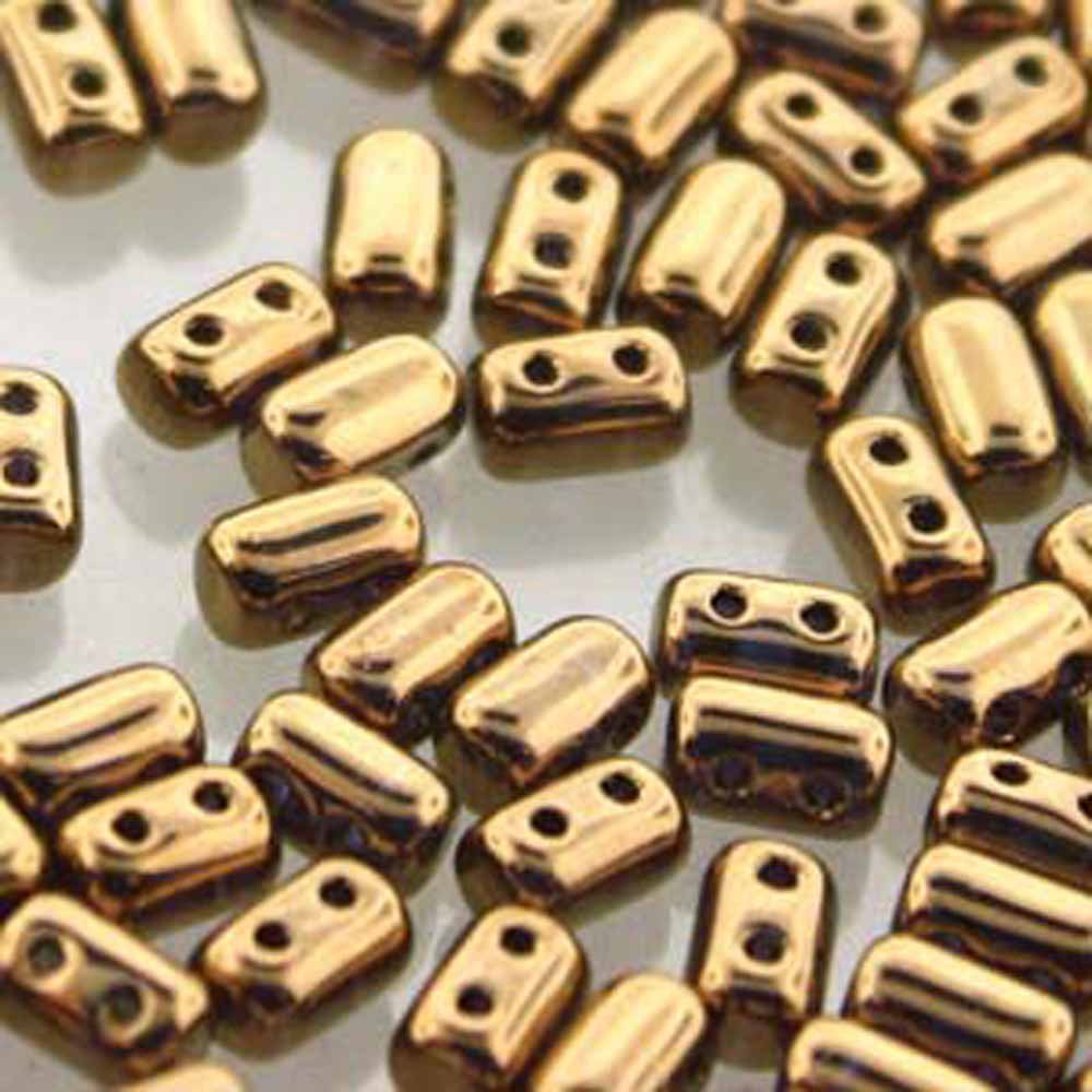 Rulla Luster Gold Czech Glass 2-Hole Seed Beads 3x5mm 22 Grams