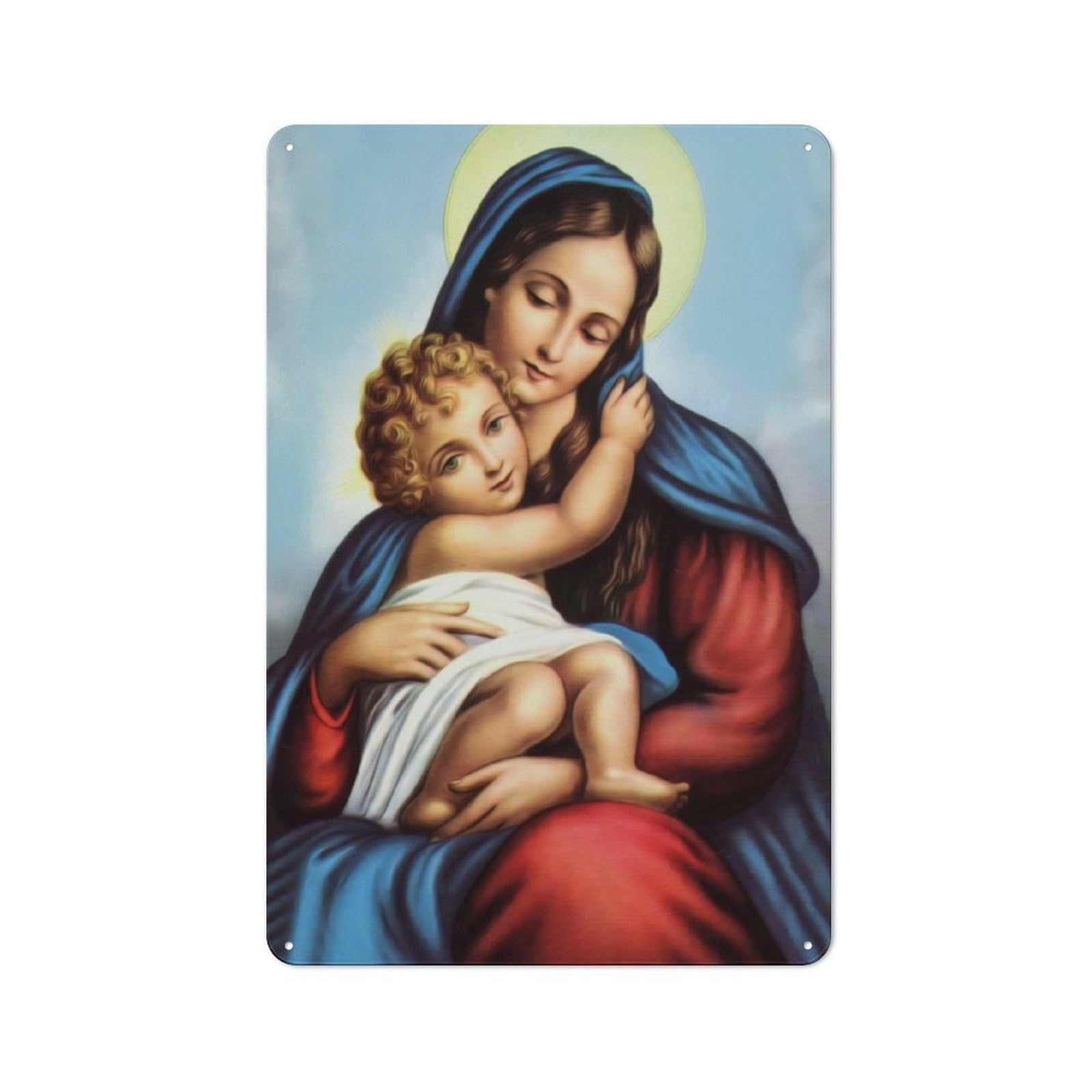 Junmoney Virgin Mary 3 Farmhouse Metal Sign 30X20cm, Rustic Cottage Wall Art For Cottage, Kitchen, Hallway Or Breakfast Nook