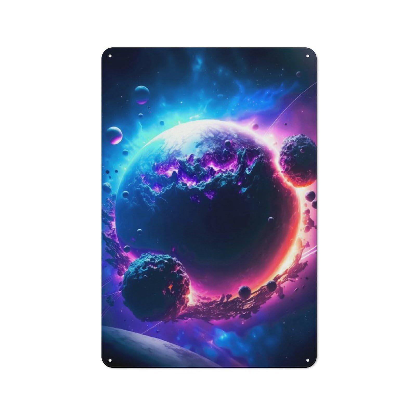 Junmoney Space Planet Galaxy Vintage Metal Sign 30X20cm For Dining Room Or Kitchen, Suited To Home Decor Collectors