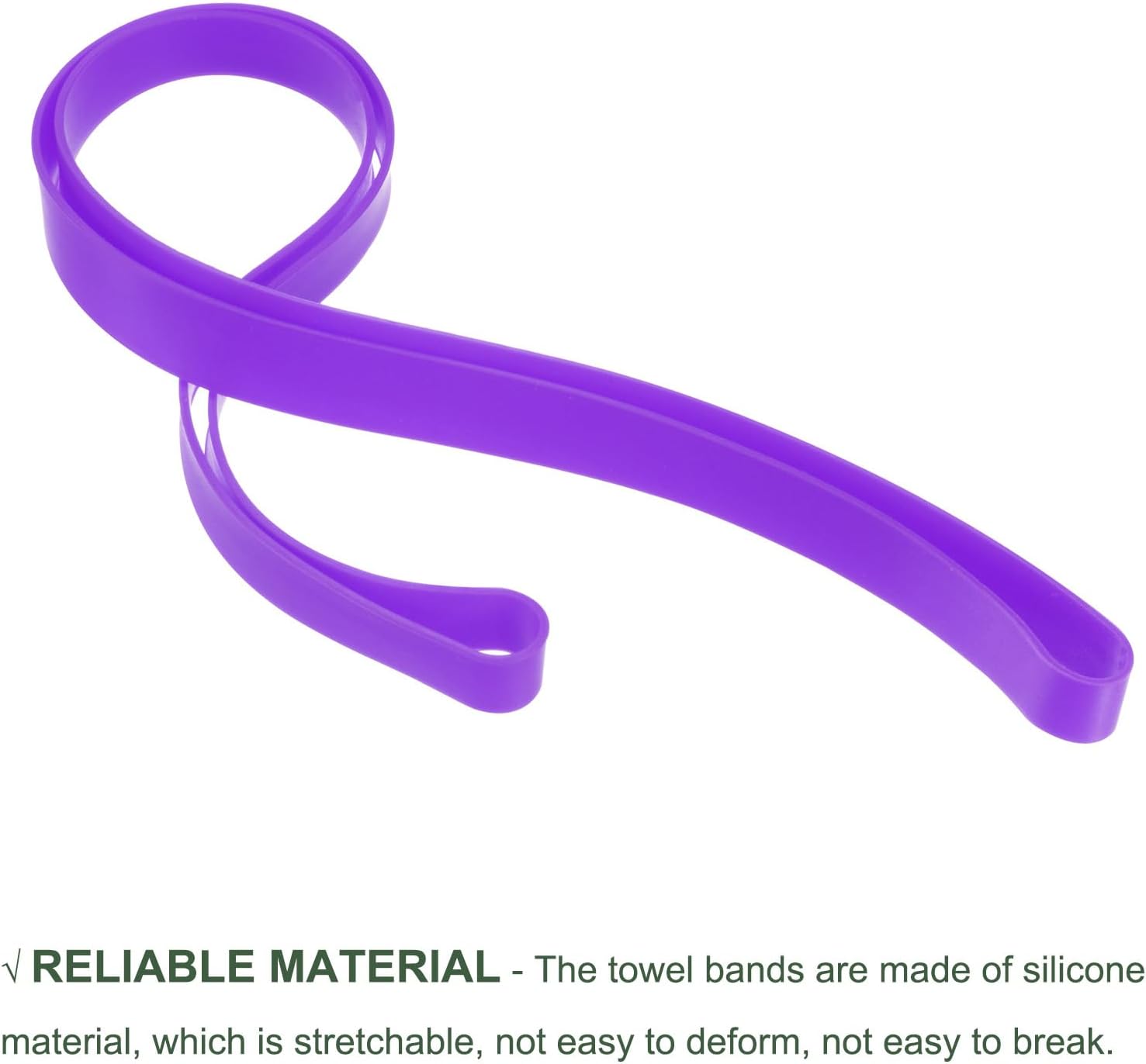 YOKIVE 6 Pcs Towel Bands, Silicone Elastic Stretchable Rubber Towel Chair Clips Bands Accessories, Great for Beach Cruise Pool Chairs (Purple, 12x0.4-Inch)