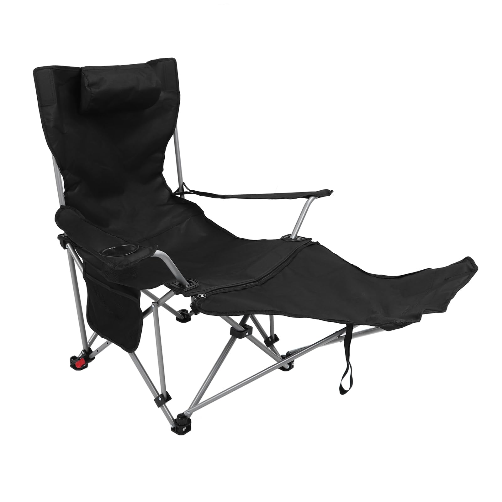 aqxreight 900D Oxford Camping Lounge Fotela - 4 Pozycyjny Fotelik z Odłączanym Podnóżkiem do Relaksu na świeżym Powietrzu (BLACK)