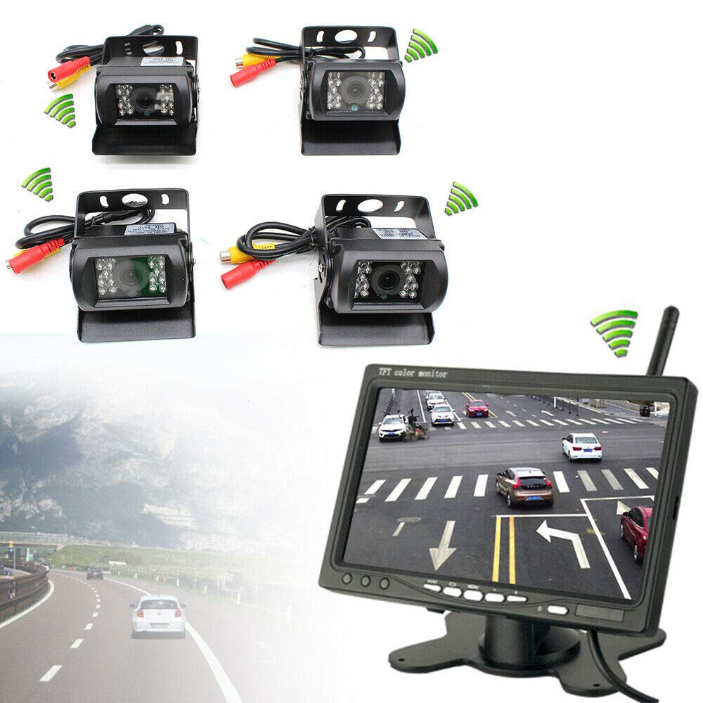 Bezprzewodowa kamera cofania do samochodu, przyczepy kempingowej, kamera cofania, bezprzewodowa kamera cofania z 7-calowym monitorem LCD, wodoszczelna, widoczność w nocy, lusterko wsteczne, pomoc przy