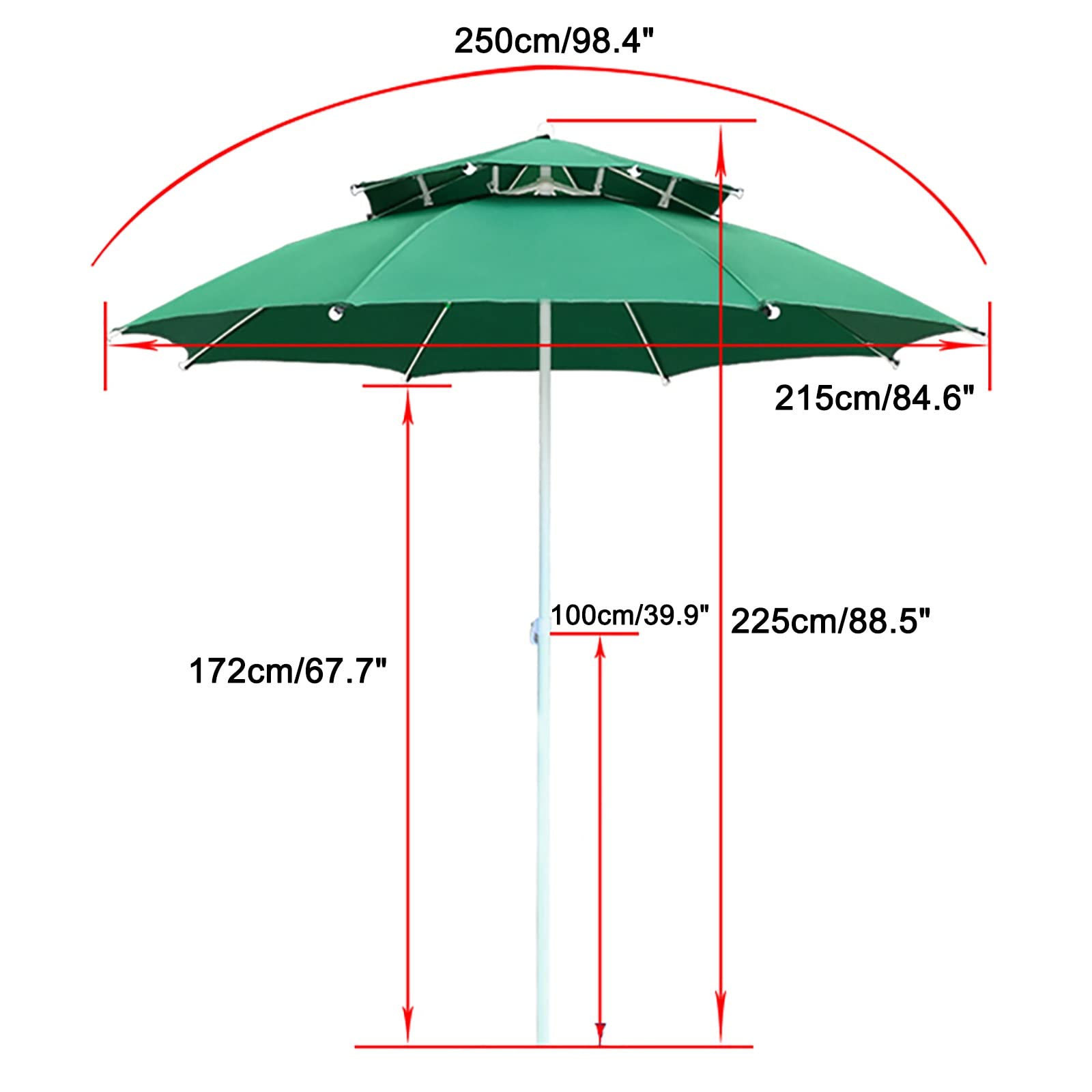 Ombrellone da giardino rotondo 2,5m palo centrale in legno Fantasy
