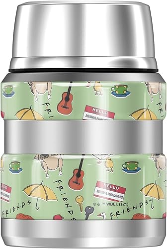 Miniatura 2 de THERMOS Friends Iconic Pattern - Tarro de alimentos de acero inoxidable con cuchara plegable, aislado al vacío y doble pared, 16 onzas