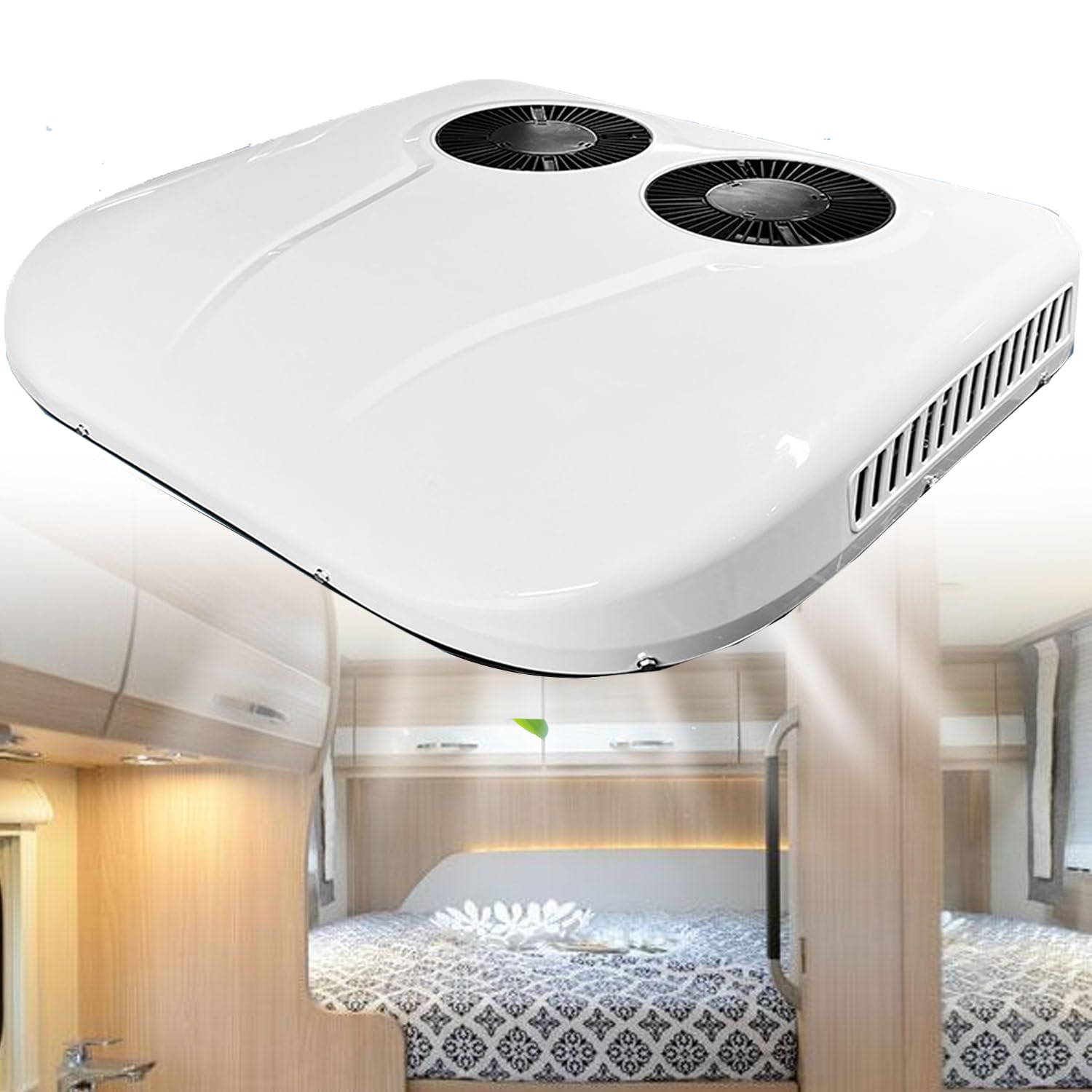 Scumlovy 12V Electric Rooftop Air Conditioner for Fast Cooling in RVs, Campervans, Trucks, and Buses